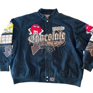 Vintage JH Design M&M “ Chocolate Way Of Life” Black Mens Nascar Jacket 4XL RARE
